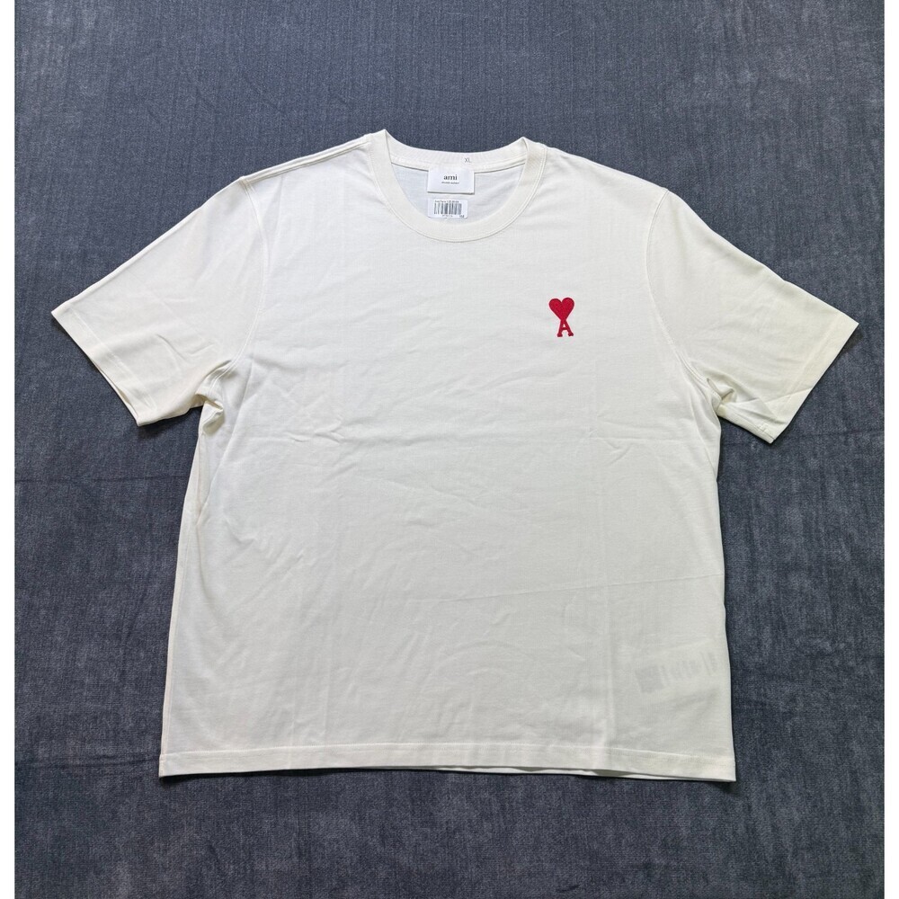 NWT Ami T-Shirt Men's X-Large White Short Sleeve Crew Neck Pullover Lightweight]